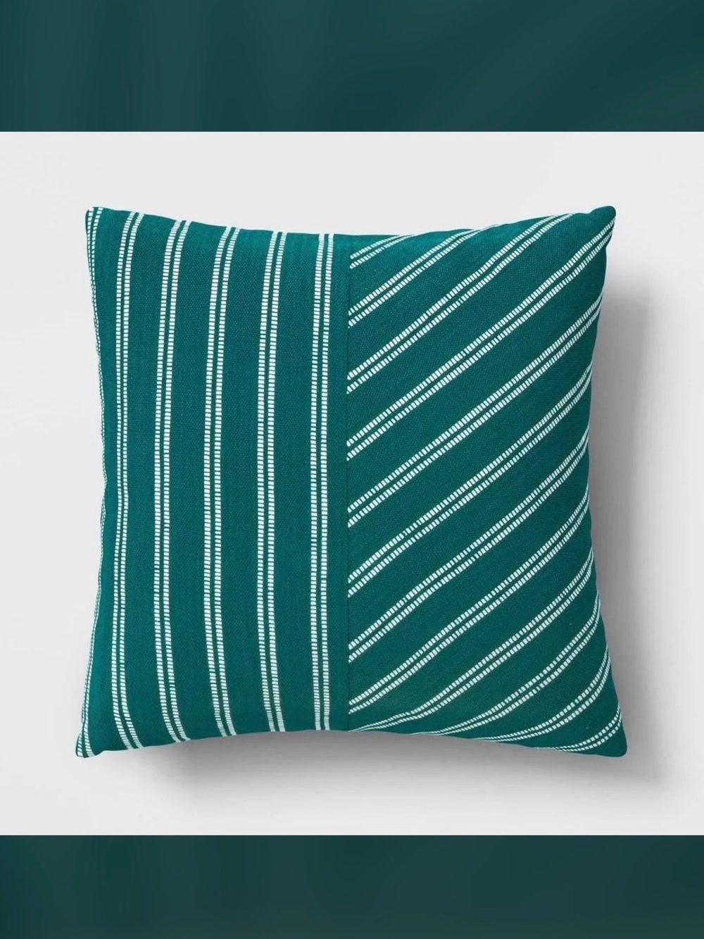 2 Pack - Square Angled Striped Woven Cotton Pillow Dark Green - Room Essentials